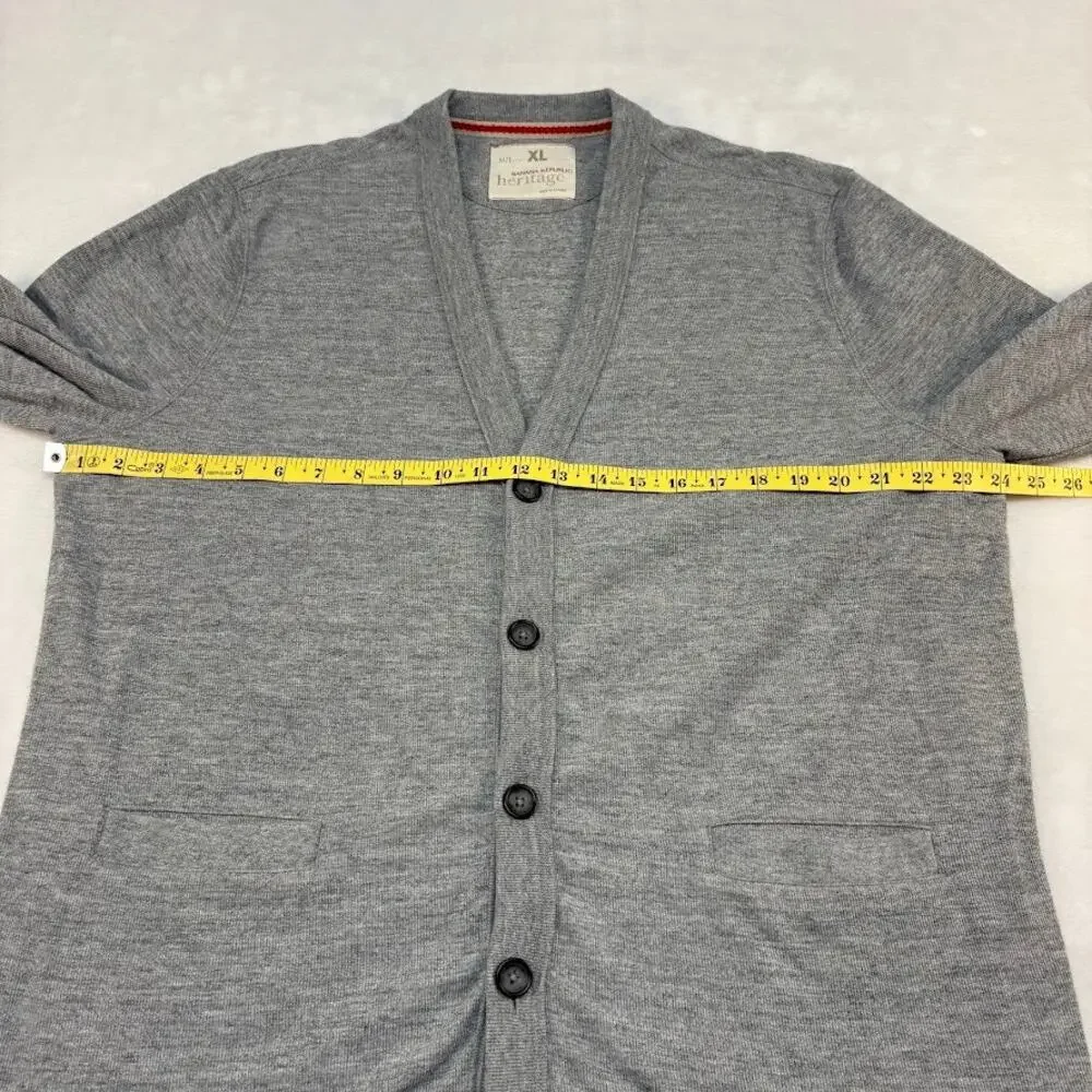Banana Republic Cardigan Heritage Collection Fleece V Neck Pockets Gray Size XL